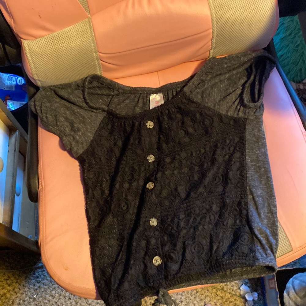 This is a gray and black top